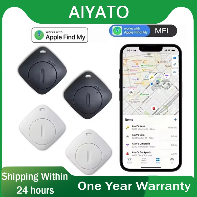 AiYaTo Bluetooth Key Finder work with Apple Find My Global Network Smart AirTag Tracker for IOS System Item Locator for Bags