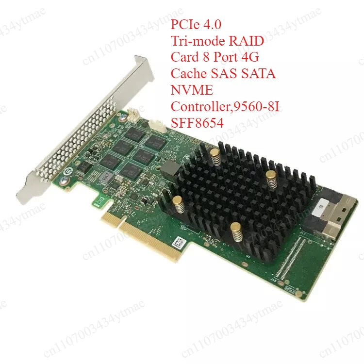 

PCIe 4.0 Tri-mode RAID Card 8 Port 4G Cache SAS SATA NVME Controller,9560-8I SFF8654