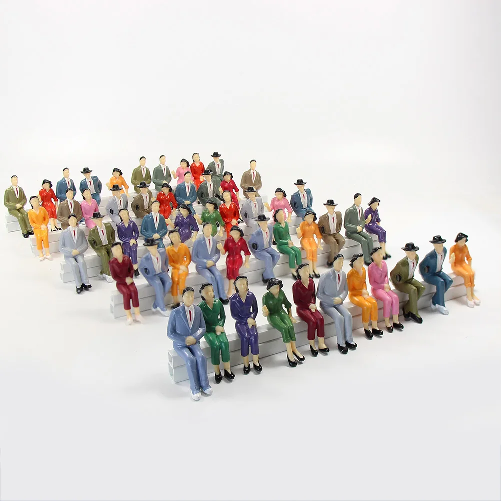 Figurines colorées de personnes assises à l'échelle G, modèles de trains, 4 poses différentes, 1:25, P2526, 50 pièces