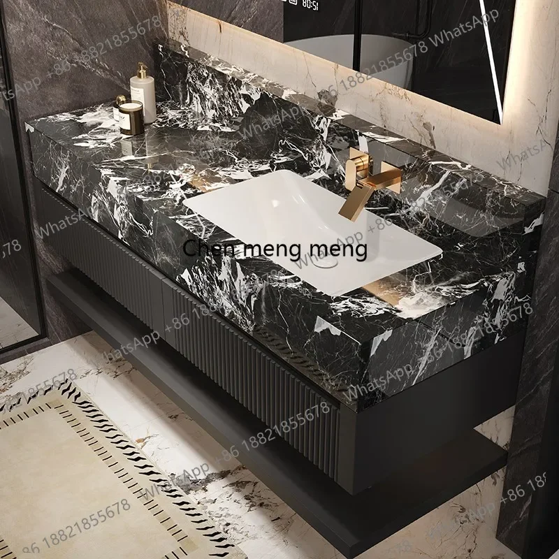 خزانة حمام بحوض مزدوج متكامل من السيراميك بدون خياطة مدمجة لحوض غسيل الحمام #4