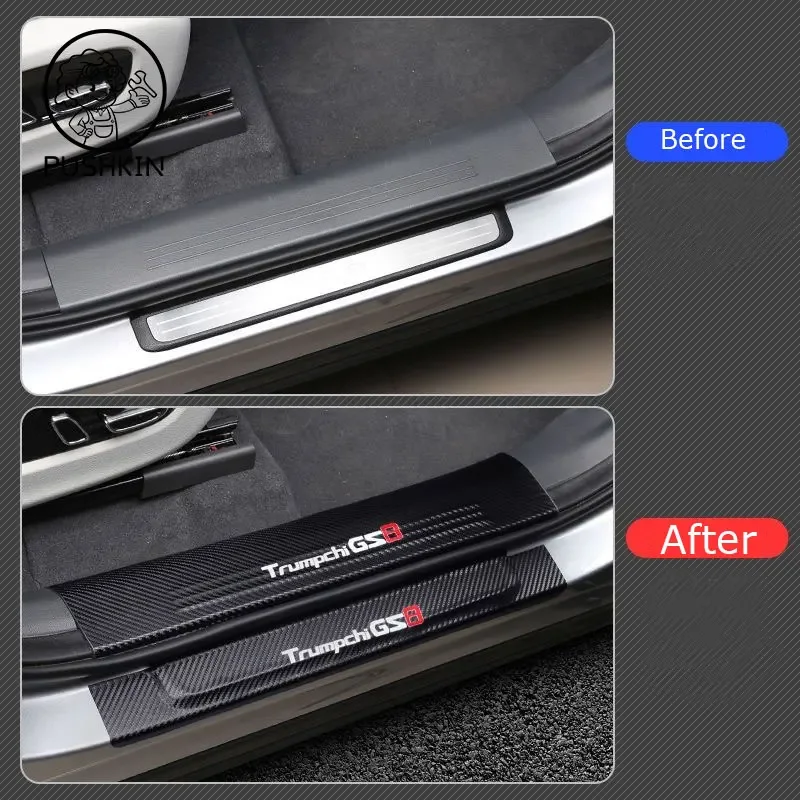 For GAC Trumpchi GS8 2024 Car Door Sills Scuff Plate Threshold PU Protector Interior Imitation Carbon Fiber Sticker Accessories