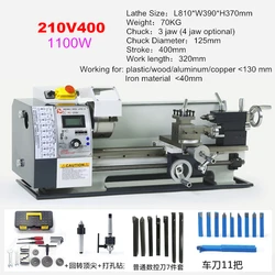 WM210 1100W 400 600 800MM Tornio semiautomatico per metalli Lunghezza filettatura automatica che produce mini macchina CNC