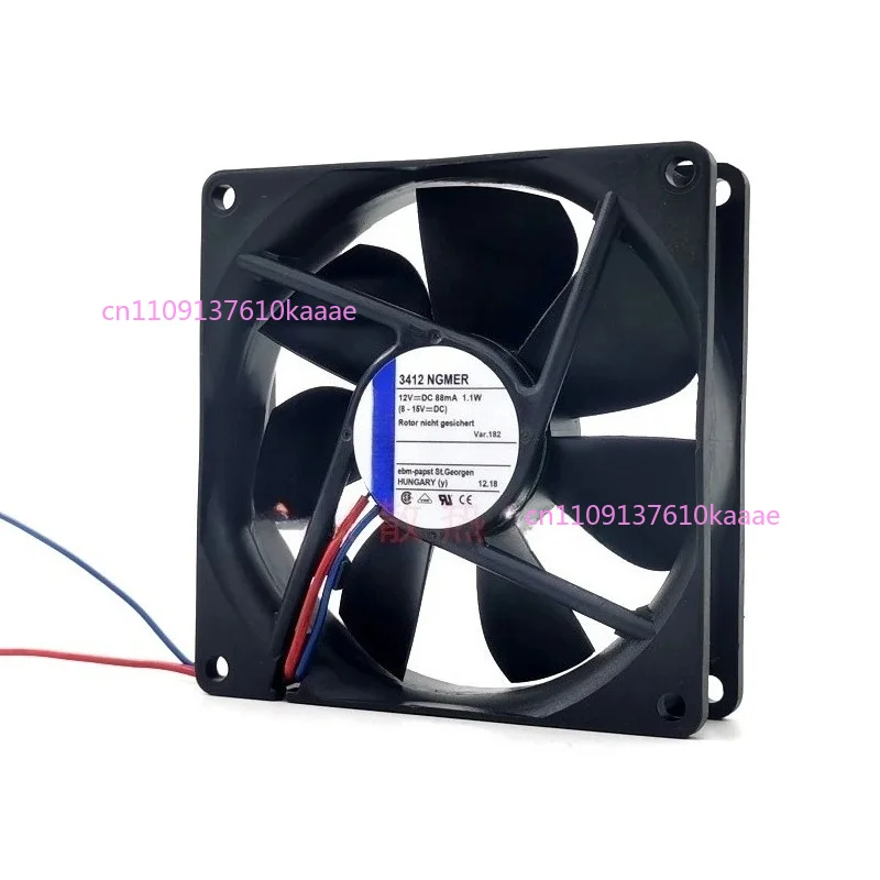 9025 Silent Cooling Fan 90x90x25mm 12V 1.1W 3412NGMER for Inverter DC Axial Fan