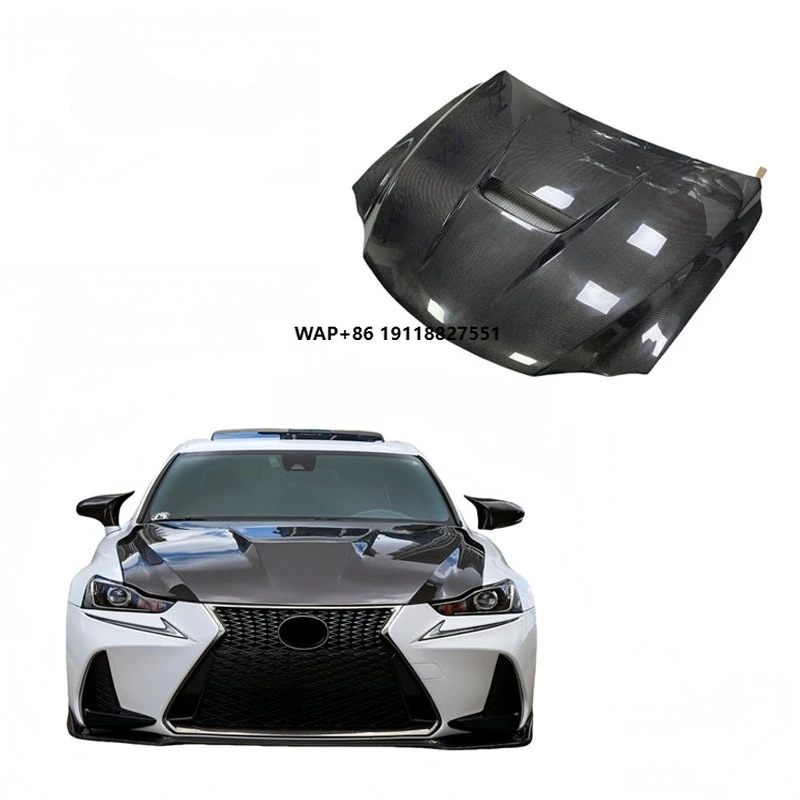 

For06-12 IS Upgraded Carbon Fiber Hood High-quality Body Kit Black Polished Finish Viph Easy Snap Installation