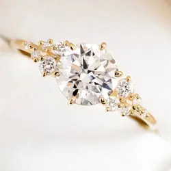 Natural Round Cut 925 Sterling Silver 1ct 2ct 3ct Moissanite Ring for Woman Gold Plated Zircon Cluster Jewelry Anniversary Gifts