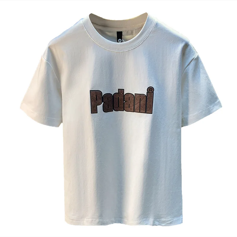 Camiseta de manga curta com estampa offset de letras 3D para homens verão de secagem rápida plus size solto casual versátil camisa