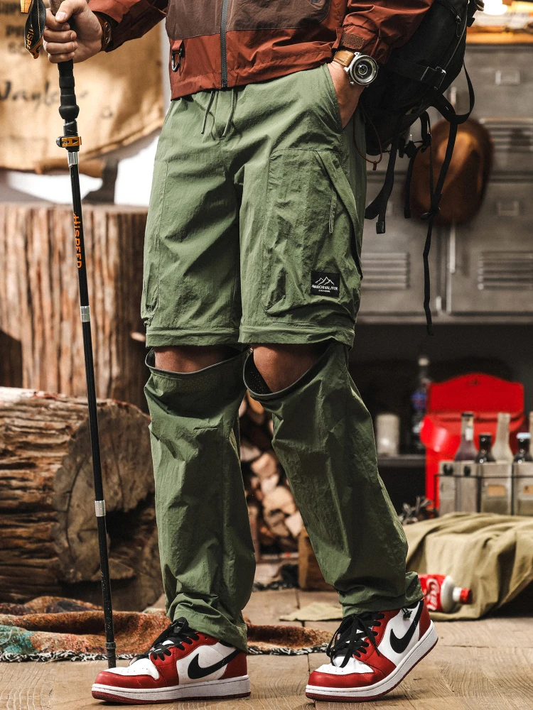 

Съемные мужские летние тонкие прямые брюки серии Mountain, повседневные брюки для пешего туризма, рабочая одежда, свободная посадка, эластичная талия