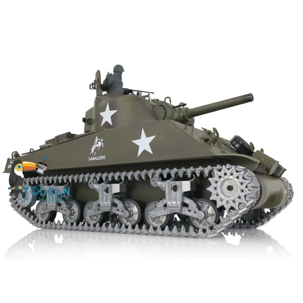 Vendita negli Stati Uniti Henglong 1/16 Personalizzato 7.0 M4A3 Sherman Carro Armato RC 3898 360 °   Tracce in metallo con torretta
