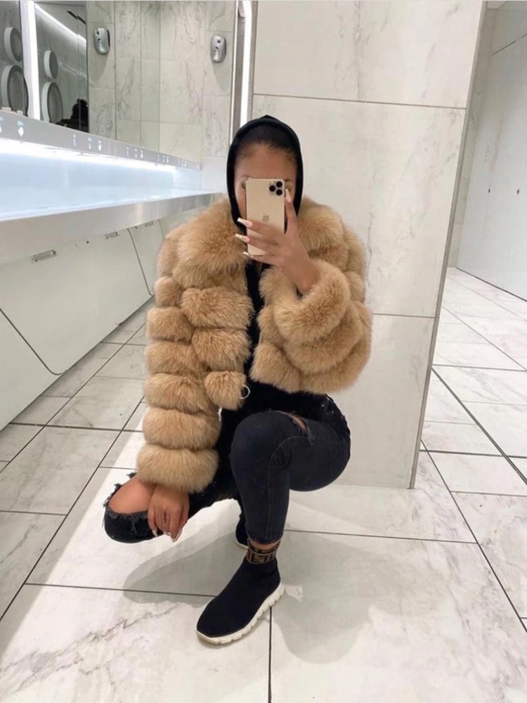 

Короткая куртка из искусственного меха с белыми лацканами в полоску на молнии в стиле пэчворк Роскошная меховая куртка Пушистая повседневная свободная куртка из искусственного лисы Теплое толстое плюшевое пальто