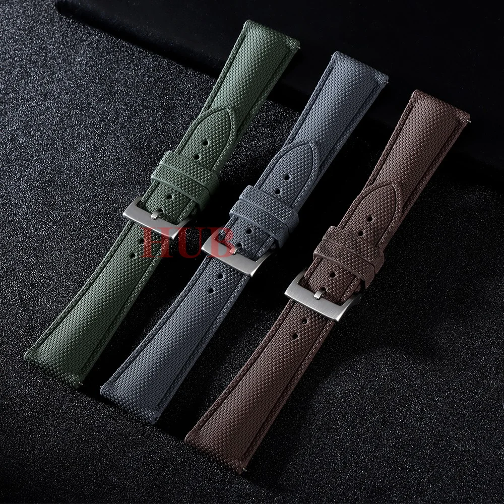 FKM Rubber Watchband 20mm 21mm 22mm Watch Strap Quick Release Bracelet for Omega for Seiko for Citizen for Rolex WeaveGrain Band view 3