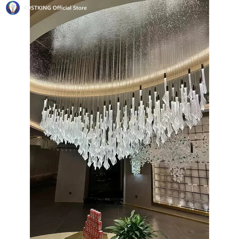 2026 New Green Glass Lustre Chandelier, Dimmable Custom Hardware Pendant Lamp For Mall Fashionable Fixture For Ceilings