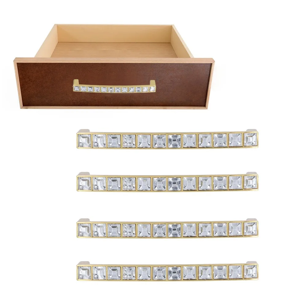 4pcs Modern Zinc Alloy Cabinet Handles Hole Pitch 128mm Easy Install Drawer Dresser Pulls Double Hole Handles Kitchen
