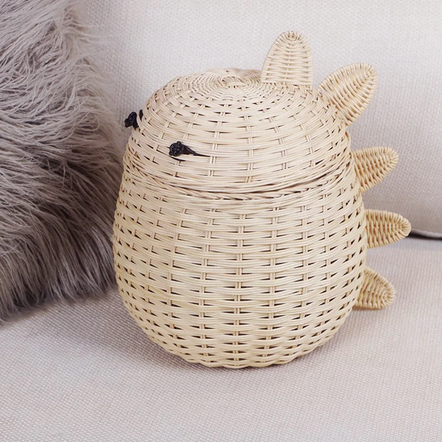 

Handmade Rattan Dinosaur Toy Basket Natural Vine Weaving Storage Box Clothes Sundries Container Photography Prop Room Decoration