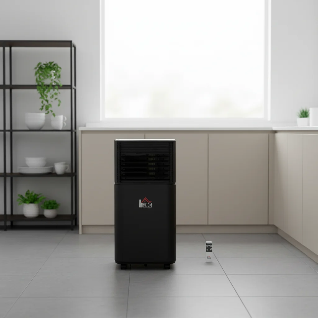 HOMCOM Electric Plastic Portable Air Conditioner 10000BTU Cooling Only Remote Control Class Energy Efficiency Timer for