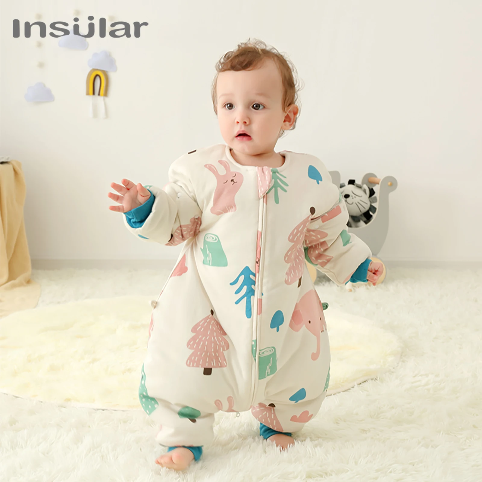 Cotton Baby Sleeping Bag with Sleeves Kids Cartoon Sleepsack Children's Sleeping Bag Bedding Envelope Sleepsack Sacs De Couchage