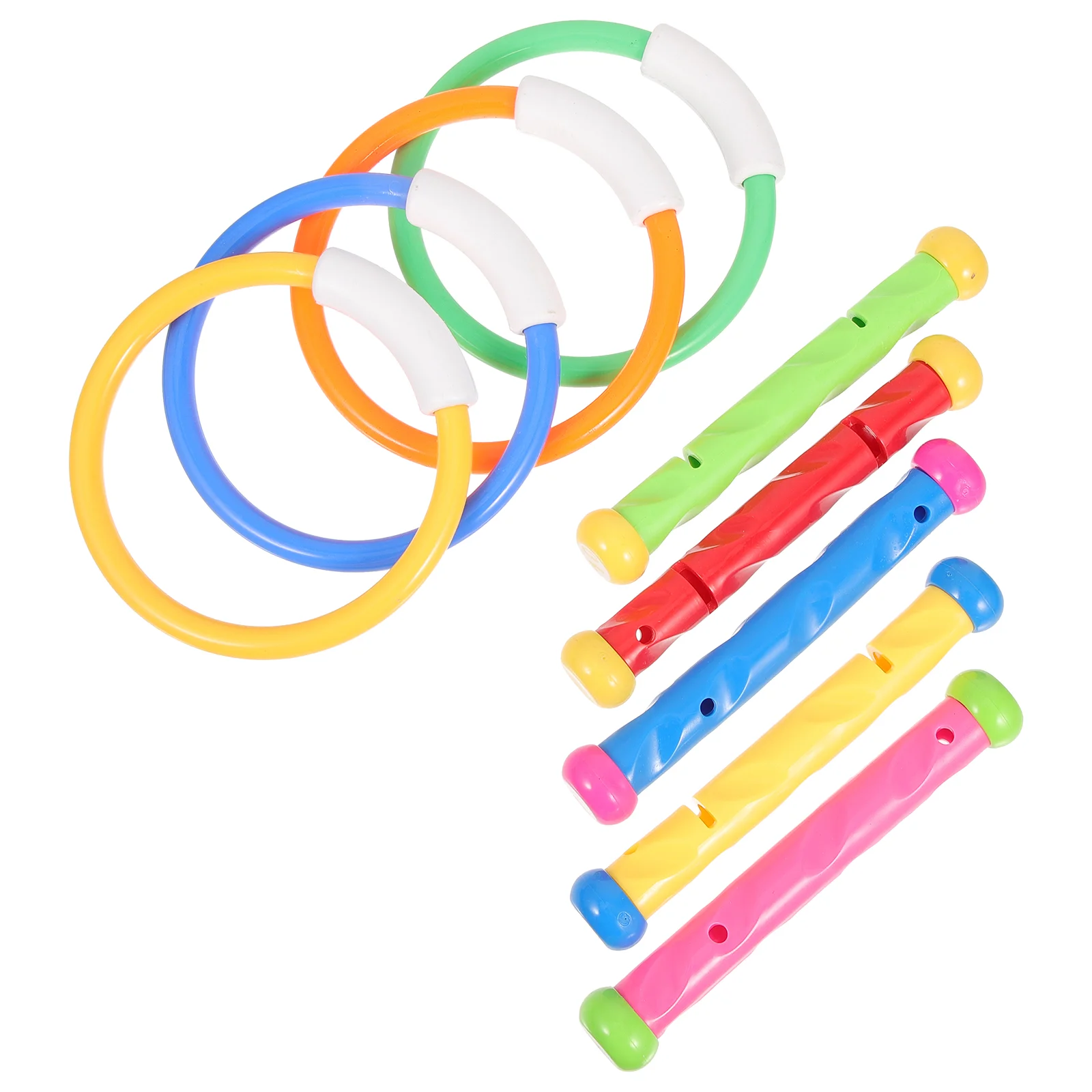 

9 Pcs Learning to Swim Toys Swimming Pool Stick Diving Play Set Beach Dive Rings for Kids Baby