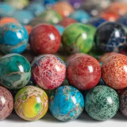 Natural Stone Multicolor Sea Sediment Imperial Jasper Grade AAA Loose Beads Round Size Options 4/6/8/10mm for Jewelry Making