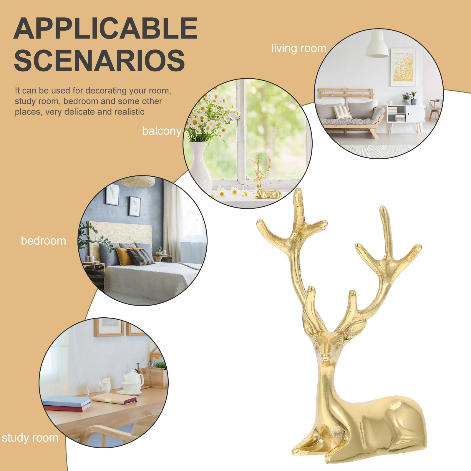 

Dining Room Table Decor Sika Deer Ornament Desk Figurine Decorations for Home Figurines Collection Golden Office