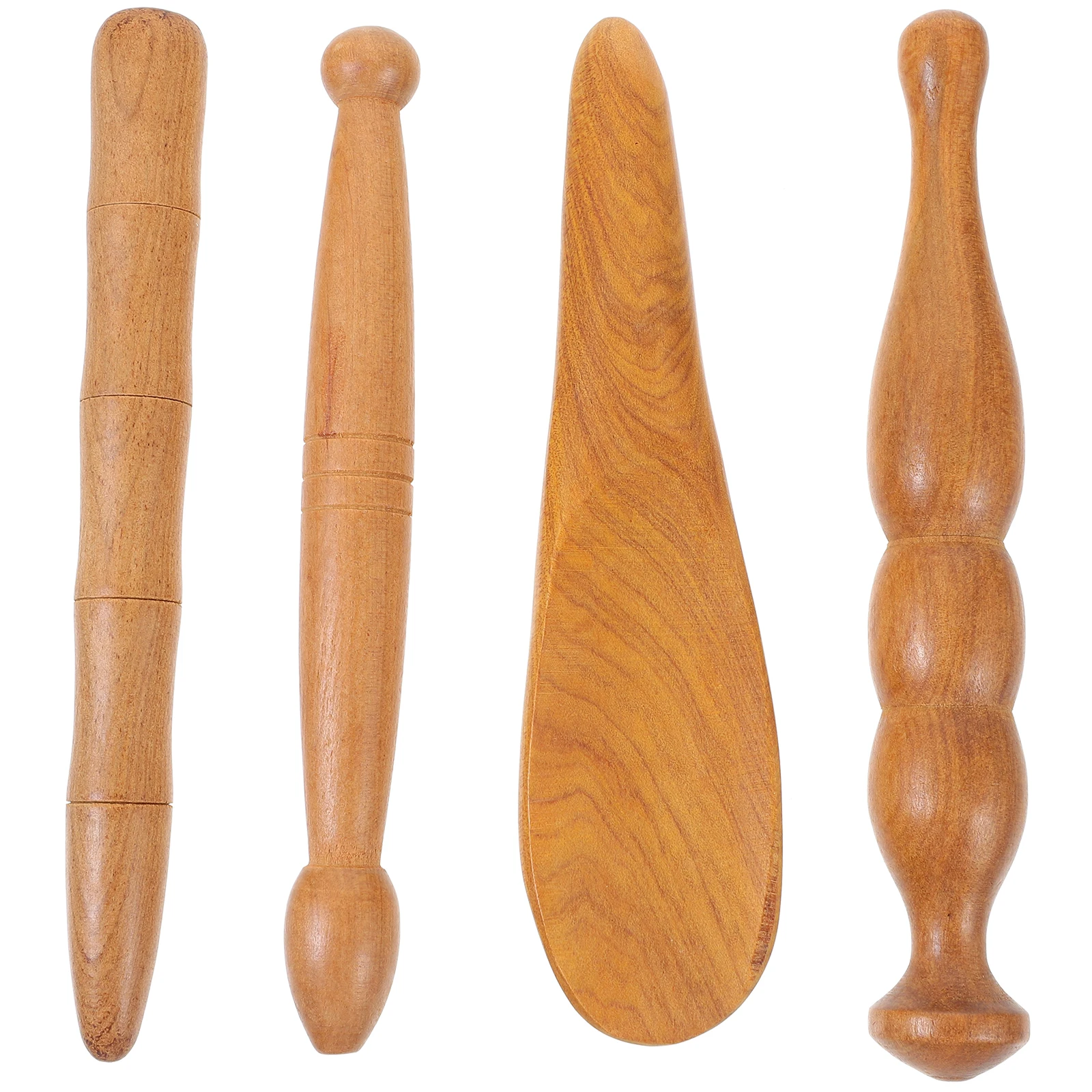 

4pcs Wooden Foot Massage Stick Natural Acupoint Massager For Sole Scraping Professional Pelma Tool Relieves Tension Promotes