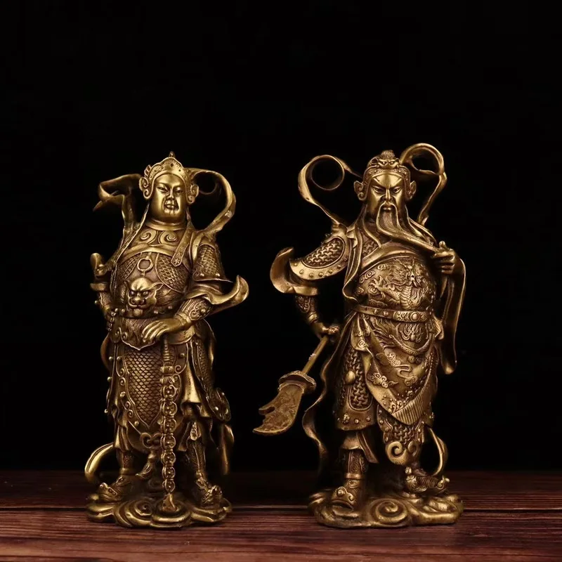 Brass Gālan Buddha statue ornaments, Guan Gong, Wei Tuo Bodhisattva ornaments, home protection and worship guardian god crafts