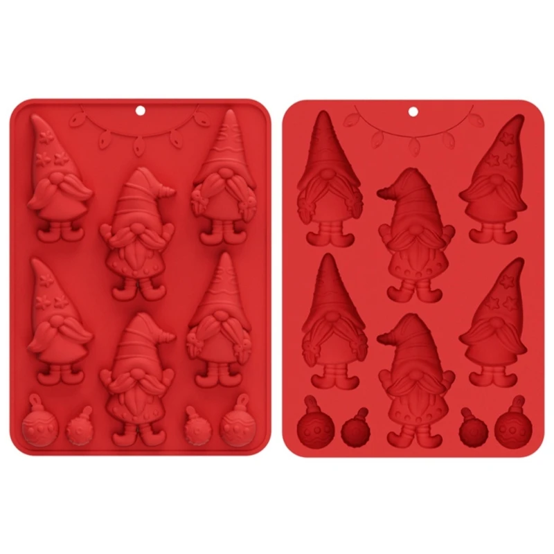 T21C 2Pcs Holiday Kitchen Silicones Christmas Gnomes Mold For Baking And Art Creation