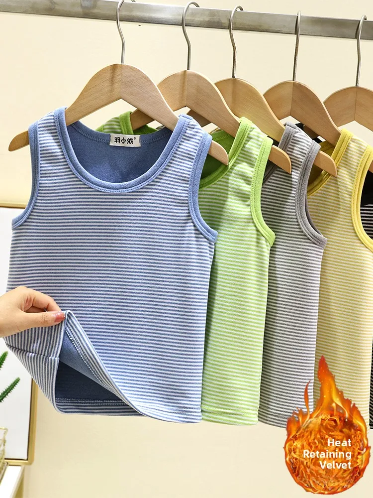 Fleece Lined round Neck Vest Unisex Children's Inner Wear Warm Sleeveless Top for Boys And Girls Suitable for Winter