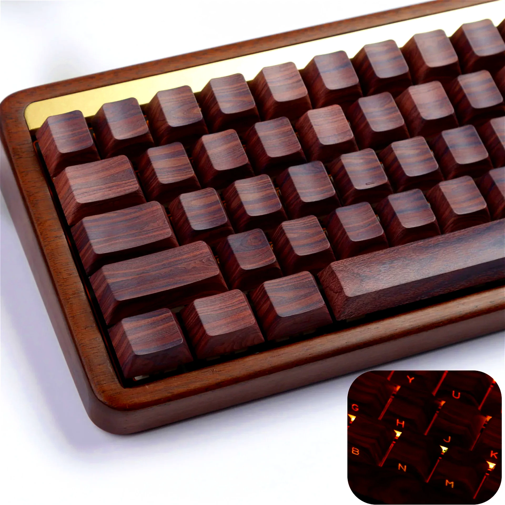 

Woodgrain Cherry Keycap Set PBT 136 Keys Personalized Side-engraved Translucent for 60/64/84/98/108 Mechanical Keyboards