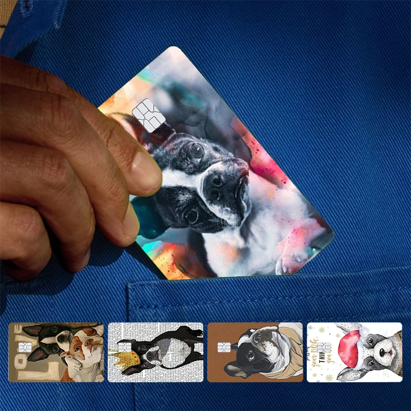Boston Terrier Dog Cover Skin Sticker For Credit Card Bank Debit Bus Card Front Side