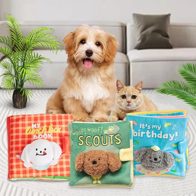 Dog Snuffle Book Toy Pet Slow Feeder Hidden Food Puzzle Toy Squeaky Interactive Nose Training Enrichment Toy For Small Dogs
