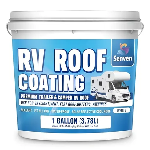 RV Roof Coating RV Camper Roof Sealant White 1 Gallon Waterproof Solar Reflective & Leak Repair Flexible Sealant