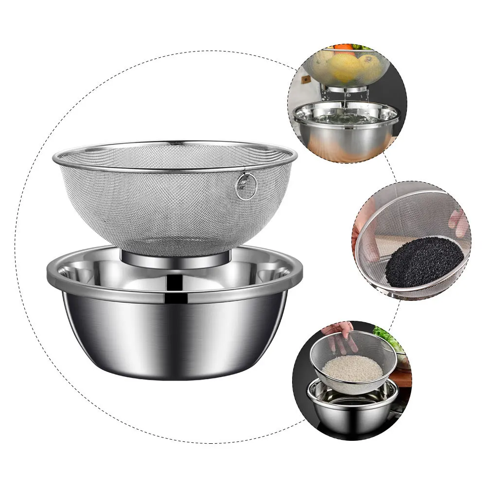 

1Set Stainless Steel Colander Mesh Strainer Basket Drainer for Vegetable Fruit Kitchen Gadget No Peculiar Smell Long