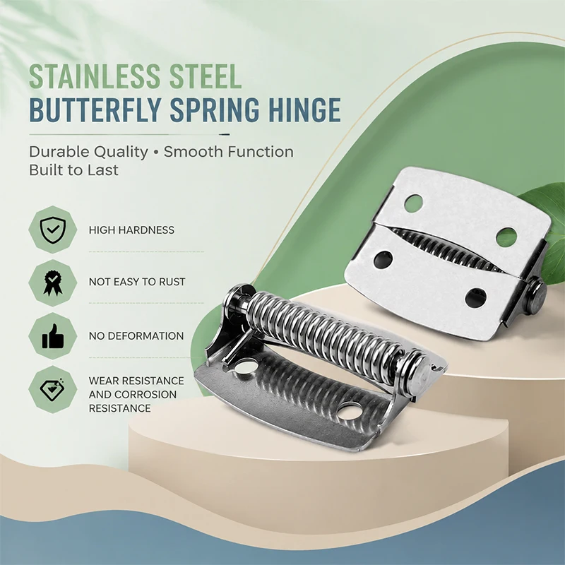 

Stainless Steel Spring Hinge Butterfly Flat Pivot Auto Return Self-Closing Door Closer Rebound Hinge for Screen Door Window
