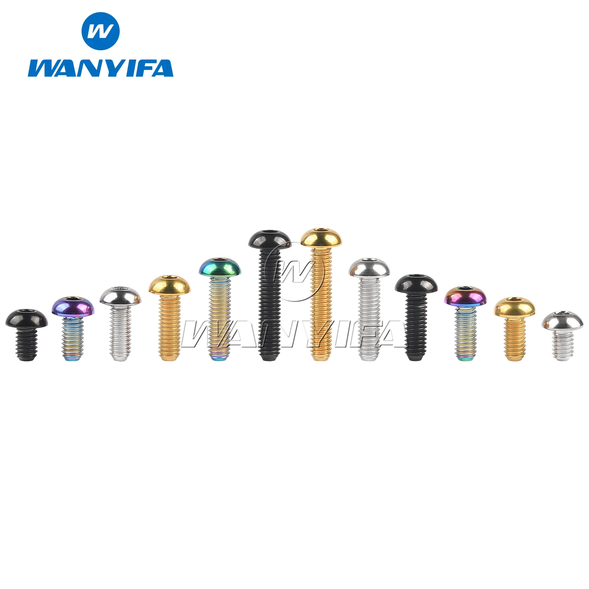 Wanyifa Titanium Bolt M4x6 8 10 12 15 20mm Button Allen Key Umbrella Head TI ScrewS for Bicycle