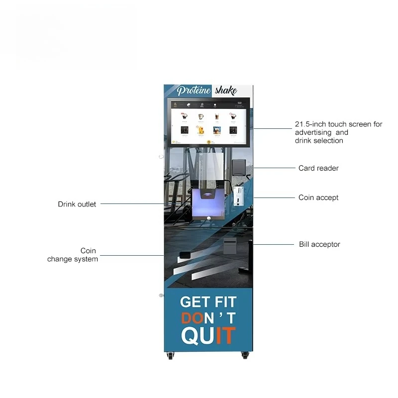 Protein Shake Vending Machine Automatic Mixing Cold Drink Vending Device Instant Coin Coffee Machine with Powder Canisters