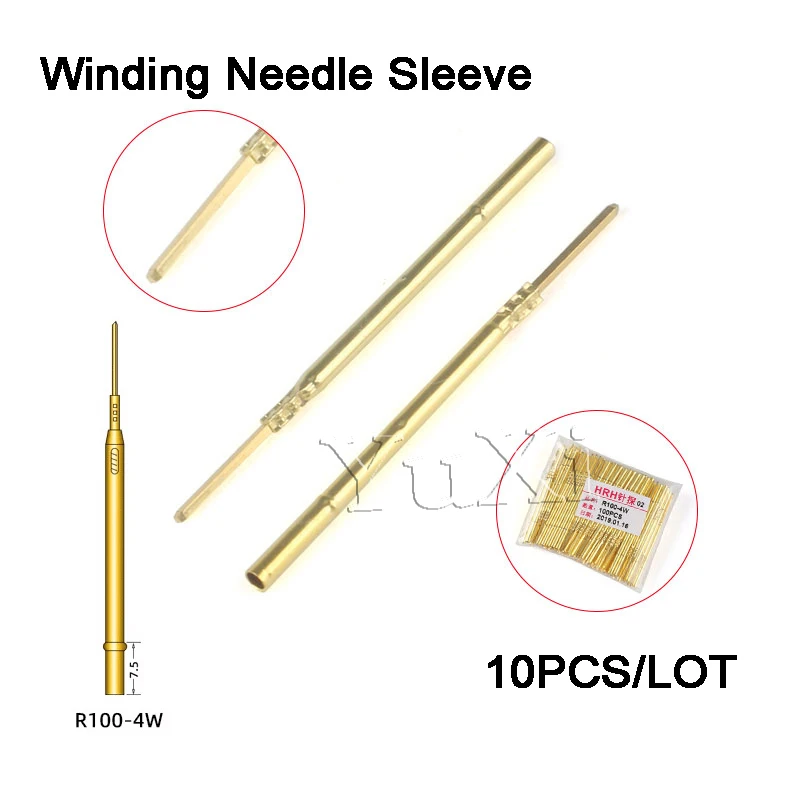 Sonda de teste de mola de latão série p100 r100, com diâmetro de agulha banhado a níquel, pino de teste escalável de mola eletrônica, pino pogo com 10 peças