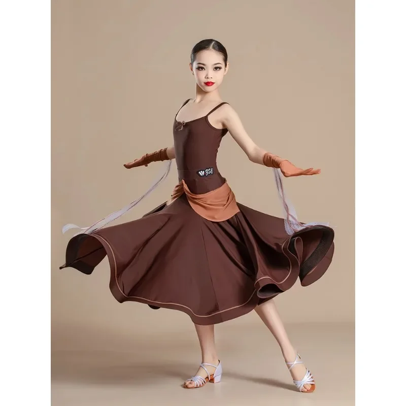 

New Modern Dance Skirt Girl Competition Latin National Standard Waltz Dance Dress Practice Performance Costume ballroom dress