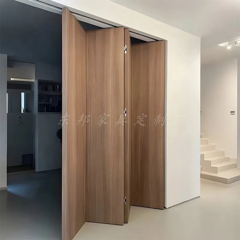 

Folding door partition door custom bedroom door sliding invisible balcony sliding solid wood composite living