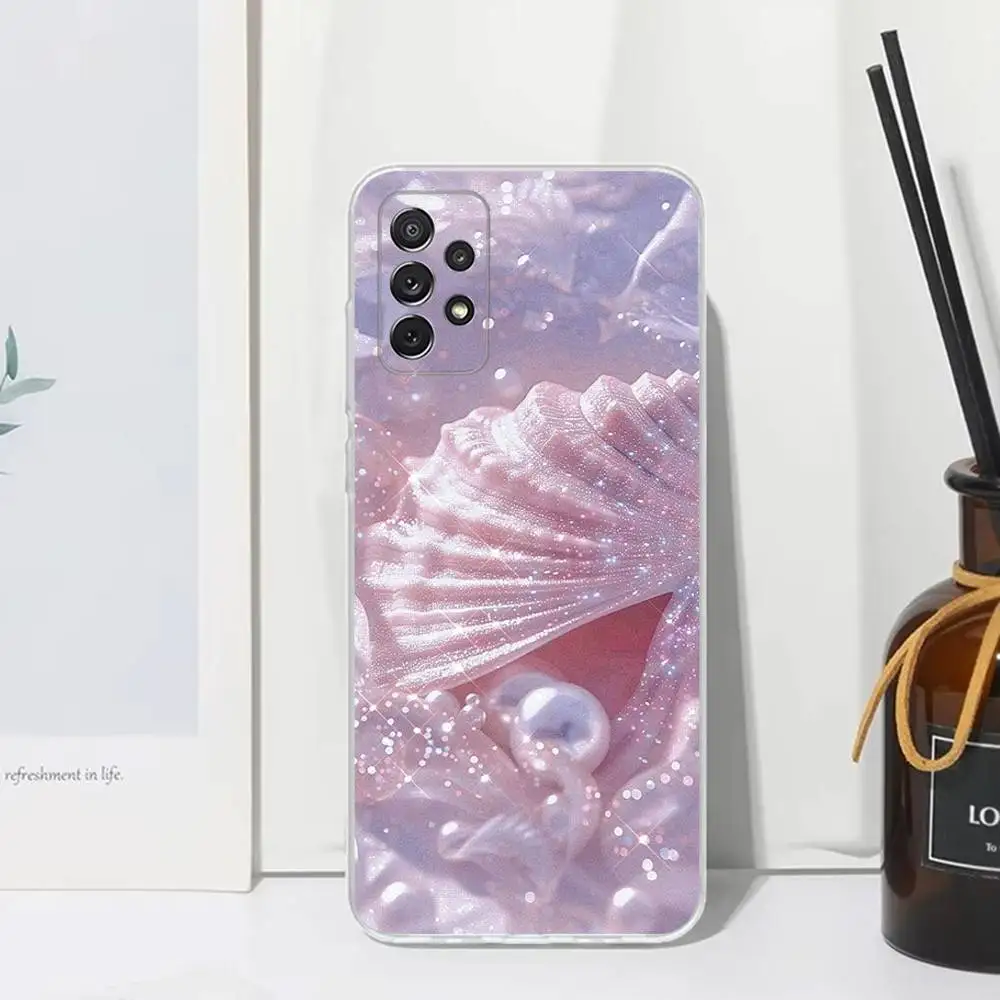 Funda de teléfono deslumbrante Dream Conch para Samsung S30,S23,S21,S22,S20,Ultra,FE,Lite, S10,S9,S8,PIus, transparente, funda de silicona