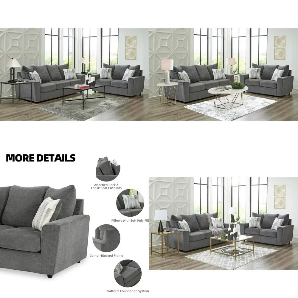

Gray Casual Loveseat with Flared Arms