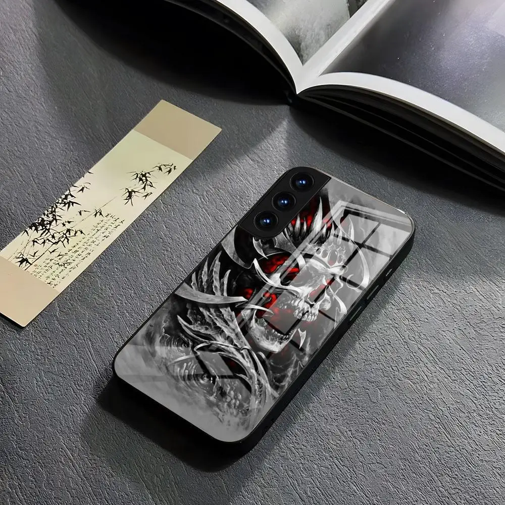 

Чехол для телефона Samurai Skull Ghost для Samsung S25 24 Ultra Plus Floral 23 22 21 20 A 16 34 54 53 Note20 M 54 Стеклянный чехол