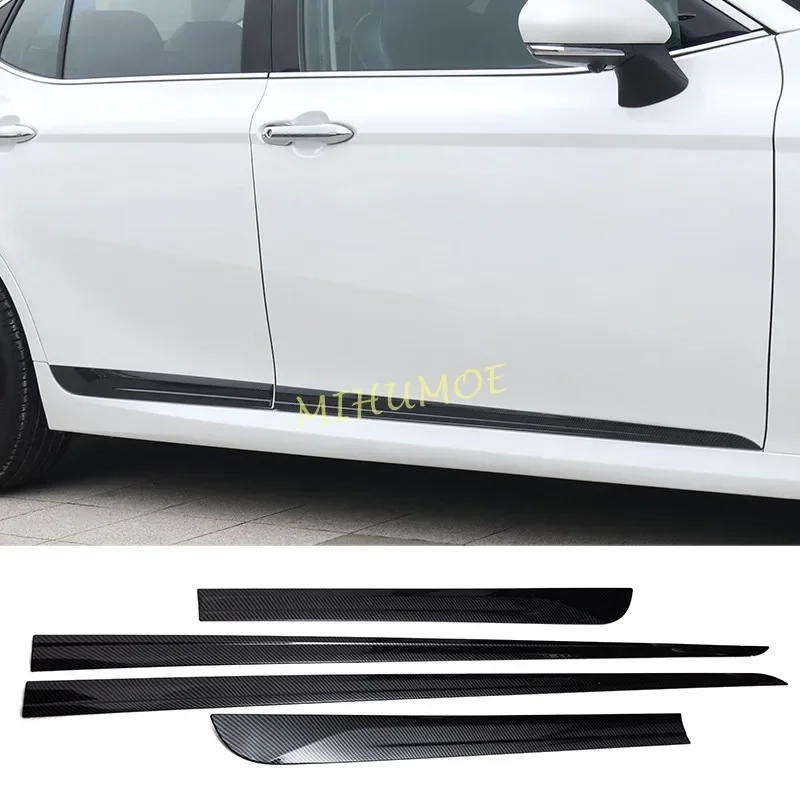 

Exterior Car Door Body Side Molding Strip Cover Trims Stylish For 2025 Toyota Camry Carbon Fiber 4Pcs