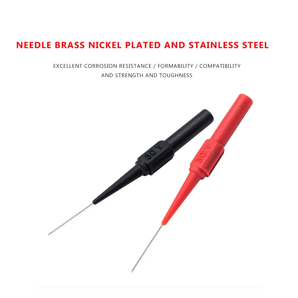 Universal 2mm Piercing Extension Needles Tip Non-Destructive Multimeter Test Probes Diagnostic Tools Red Black