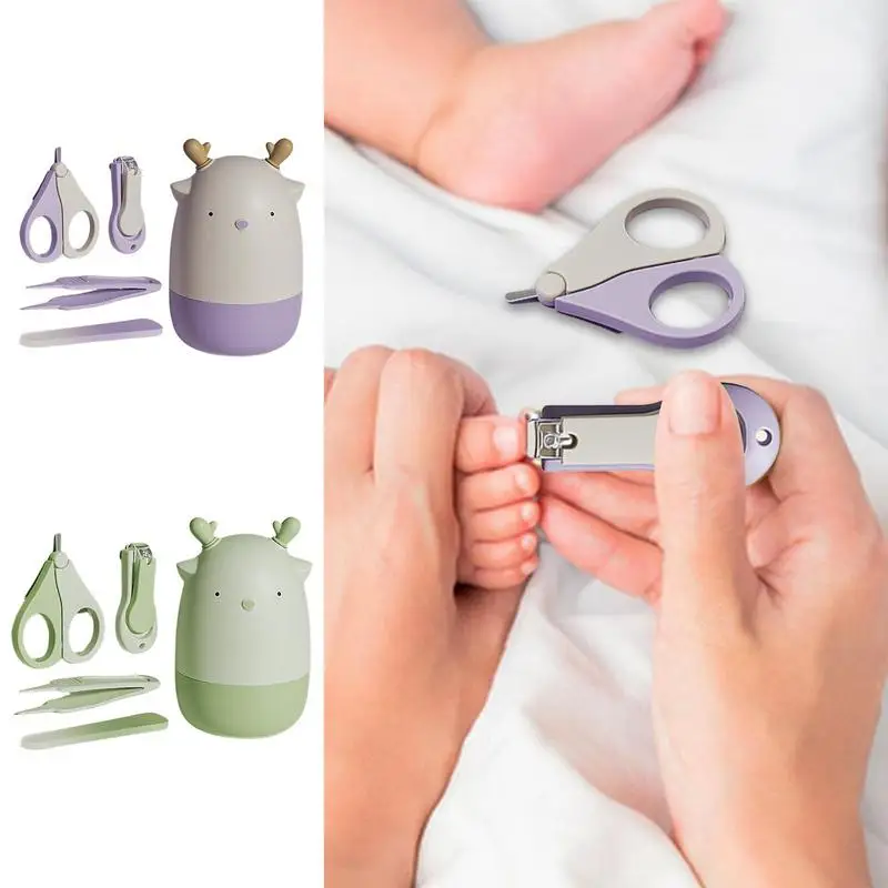 Babies Nail Scissors Kit Portable Nail Clipper Trimmer File Tweezer With Box Safe Health Children Manicure Kit