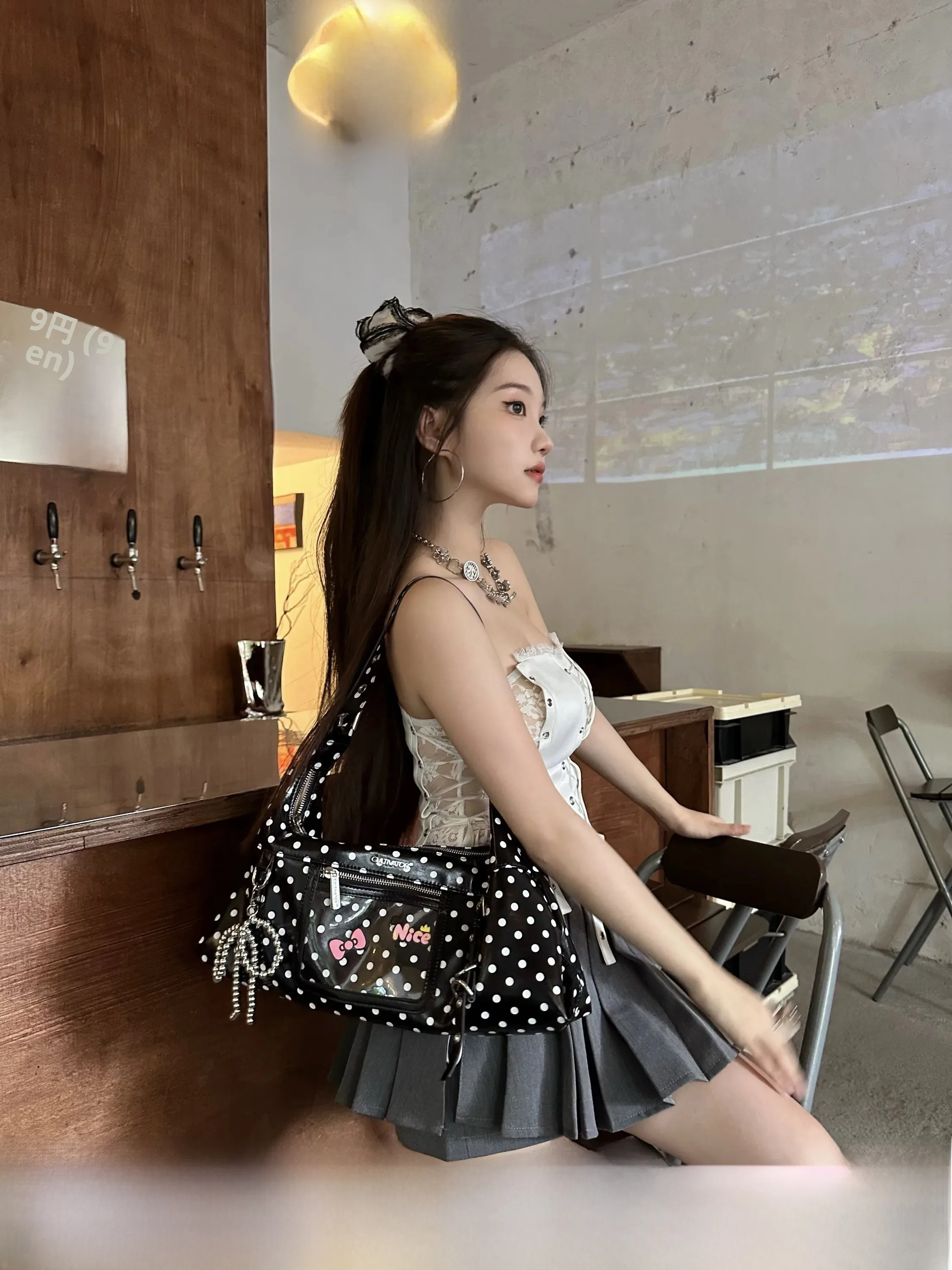 Cultivator Original Design Korean Retro Oil Wax Color Block Polka Dot Large Capacity Single Shoulder Crossbody Women's Bag