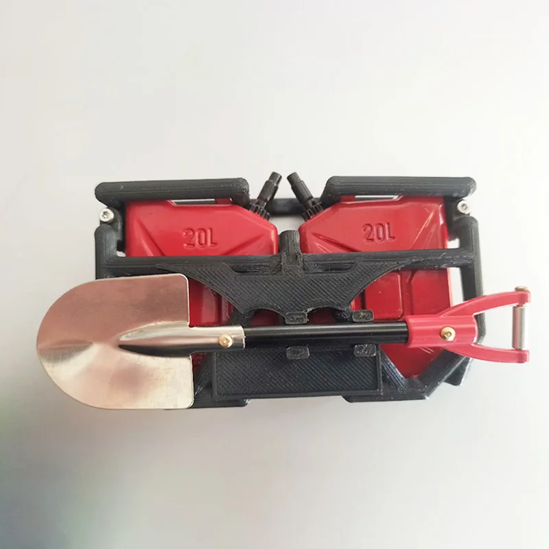 Metal 2 Refueling Barrels Oil Barrel Cages and Metal Shovels Model Decorative Mood Pieces for 1/10 RC Crawler Car Upgrade Parts
