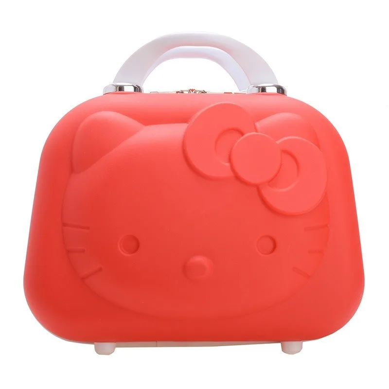 Miniso Anime Hello Kitty Cartoon 14 Inch Make-Up Case Cute Suitcase With Lock Children Small Travel Boarding Luggage Kid Gifts