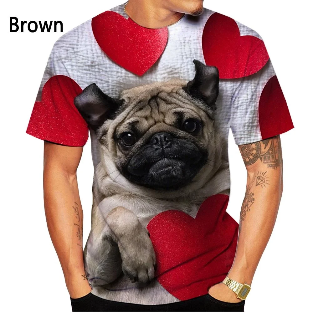 Pug Dog 3D Printed T-shirt Men's Women's Fashion T-shirt Summer Casual Short Sleeved Animal Bulldog Shirt Designer Clothes Men