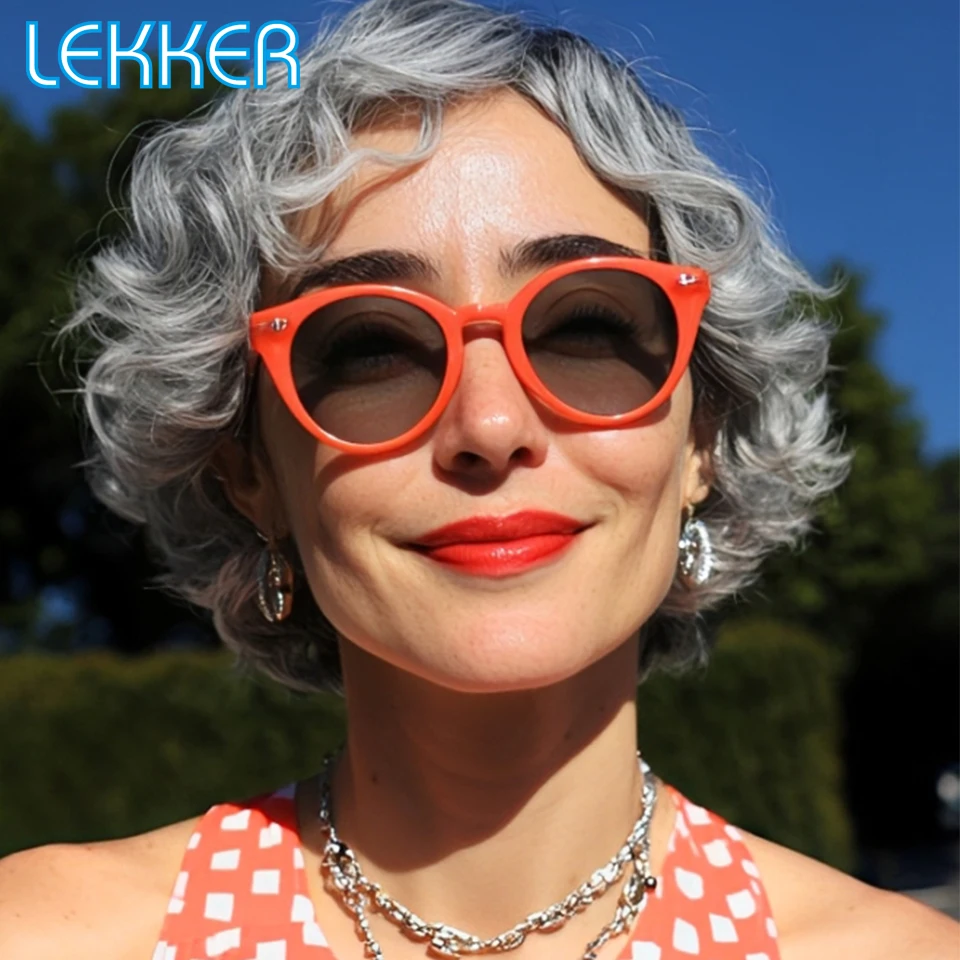 Lekker Highlight Silver Grey Short Wavy Bob 100% Human Hair Wigs For Women Brazilian Remy Hair Glueless Full Machine Made Wigs