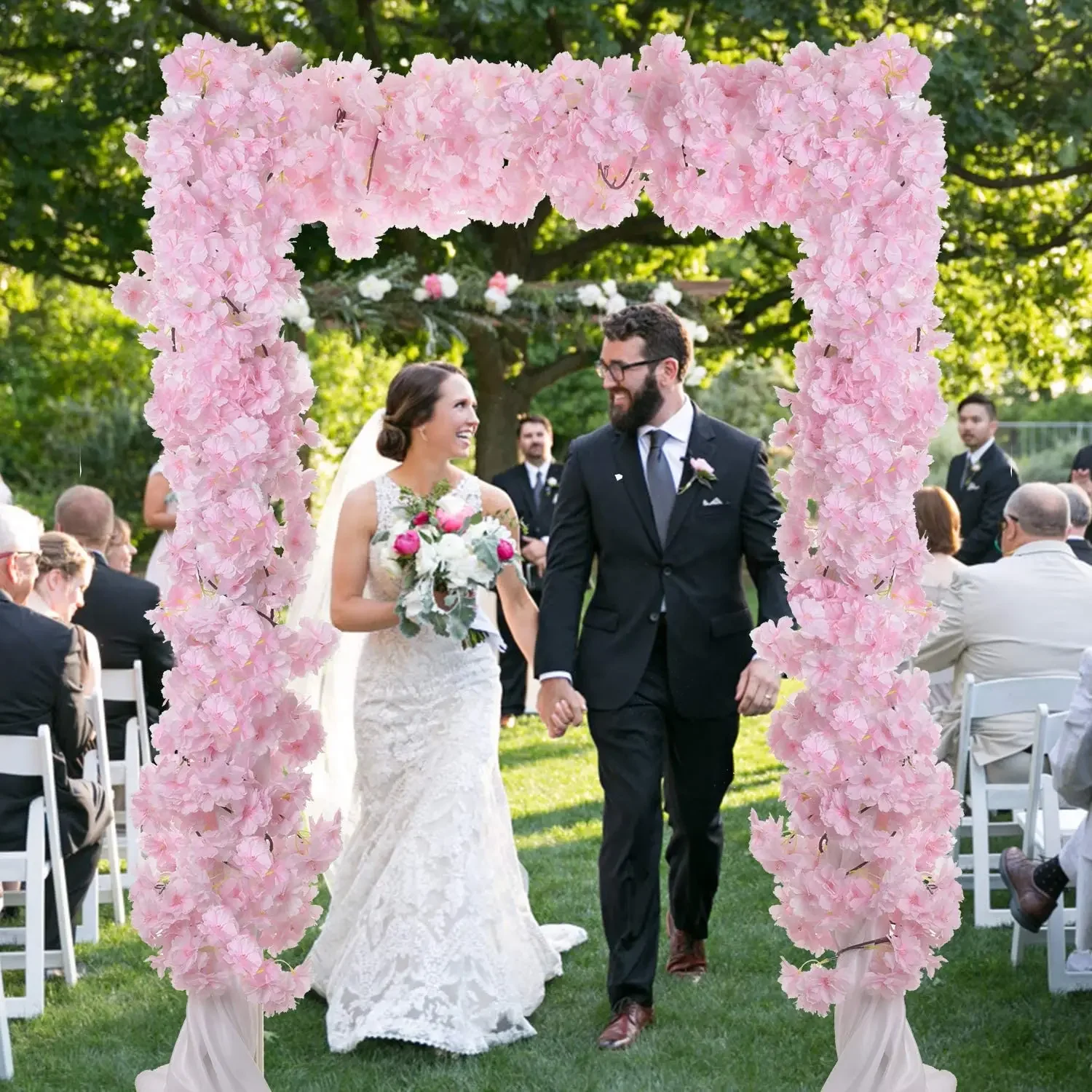 1.8M 135 Head Artificial Cherry Blossom Rattan Hanging Vine Cherry Blossom Flowers Garland for Home Garden Wedding Party Decor