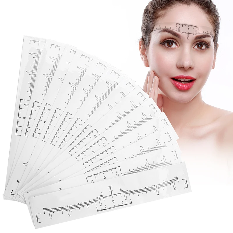 20pcs Disposable Microblading Eyebrow Stencil Eyebrow Ruler Sticker Measure Shaping Tools Permanent Makeup Accessory PMU Supply